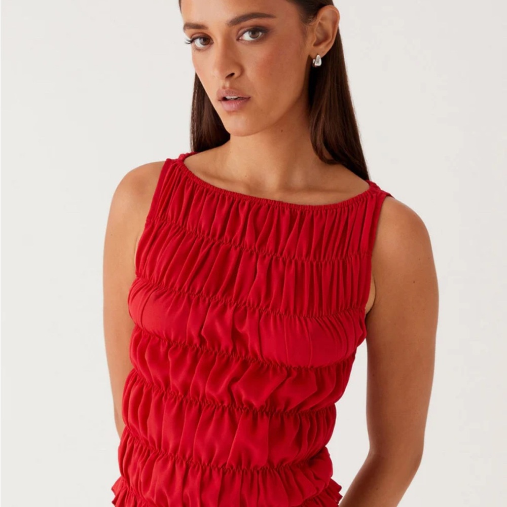 Peppermayo Ruched Red Top